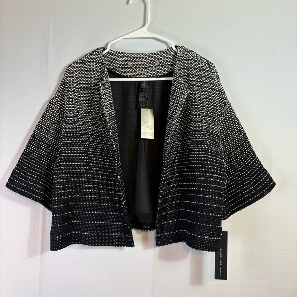 NWT Chico's Black and White Ombre Knit Bolero Jacket Size Medium CC0543